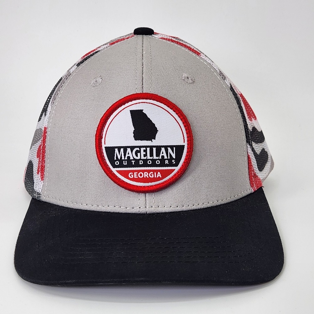 Magellan Outdoors Georgia State Patch Trucker Hat Red Black Camo Snapback Cap
